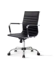 Artiss Office Chair PU Leather Mid Back Black