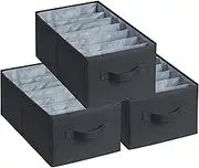 Augfox Set of 3 Wardrobe Organiser - Storage Box with Drawer Organiser, Ideal for Portable Wardrobe, Room Storage, Closet Organization, and Linen Organiser (Black, 45x25x18cm)