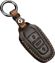 ontto Key Fob Cover Keyring fit for Peugeot 208 3008 5008 Citroen Keyring C1 C2 C3 C4 Grand Picasso Cactus Key Cover Case Accessories Leather Key Holder Keychain Protector Black