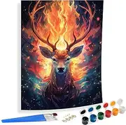 SKRYUIE Paint by Numbers Deer for Adults, Acrylic Oil Painting by Numbers Kits Colorful for Beginner with Paintbrushes Brushes Paintwork Art Crafts Canvas for Home Decor 16x20 inch / 40x50 cm