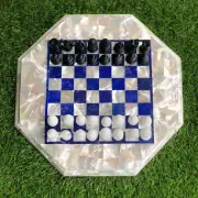 Mother of Pearl Marble Chess Top with Sets, Marble Chess For Gifts For Him