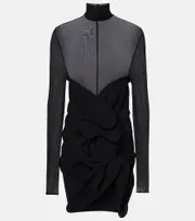 [Magda Butrym] Magda Butrym Gathered sheer wool-blend minidress AU 12 black