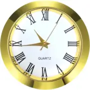 1.5-Inch Round Quartz Mini Clock Insert with Gold Bezel and Roman Numerals