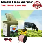 3km Solar Electric Fence Energiser Energiser Charger 0.1J Farm Animal Farm Kit