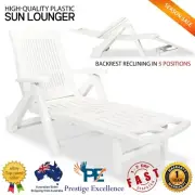 Pool Sun Lounger Folding Deck Chair High Quality Plastic Lounge Patio Sunbed NEW