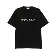 [Alexander Mcqueen] Alexander Mcqueen Flocked-logo T-shirt M BLACK