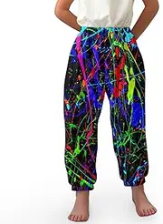 [TENMET] Little Girls Yoga Trousers Bohemian Beach Pants Baggy Harem Activewear for Girls Age 3-10