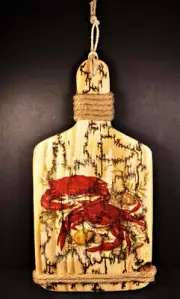 Lichtenberg Fractal Wood Burning Artwork ~ Crab Boil ~ 14.5" Hanging Wall Art