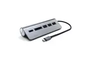Satechi Space GRY Aluminium USB-C Male To Female USB 3.0 Hub Card Reader Adapter