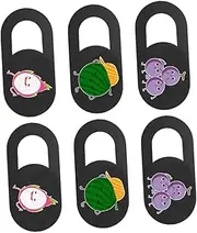 TEHAUX 6pcs Webcam Cover Slide for Laptops Tablets Phones Cartoon Fruit Design Privacy Protector Easy to Use Fits Devices Webcam Security Cover