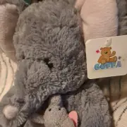 22" Goffa International Elephant Holding Baby Elephant Plush Stuffed Animal Tags