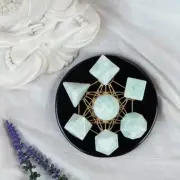 Amazonite 7Pcs Sacred Geometry Set Platonic Solids Crystal Carving Healing Gift