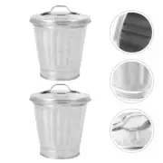 2 Pcs Table Storage Jar Desktop Rubbish Bin Small Trash Can for Bedroom Travel