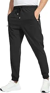 [Generic] Men's Summer Drawstring Joggers Pants Stretch Elastic Waist Hiking Trousers Casual Solid Slim Fit Outdoor Pants