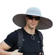 Super Wide Brim Bucket Hat UPF50+ Waterproof Sun Hat for C01-light Grey
