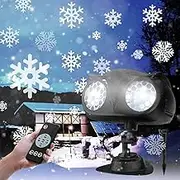 Christmas Snowflake Projector Lights, IP65 Waterproof LED Snowfall Spotlight Projector, Upgrade Rotating LED Snowfall Projection Lamp for Halloween Xmas Party Holiday Garden