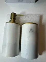 Resin Bath Set Sunday Citizen 11oz Soap Dispenser & Toothbrush Holder New