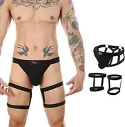 [GENEMEN] Jock Straps for Men Thong Underwear Briefs with Leg Band G-string Sexy Lingerie Trunks Underpants
