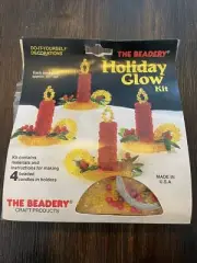 VTG Beadery Holiday Glow Beaded Christmas Candle In Holder Ornament Kit MIP 1988