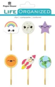 Space Theme Epoxy Planner Paper Clips Office Teacher Supplies Journal