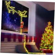 Christmas Lights Decoration with Reindeer Sleigh, LED Christmas with White