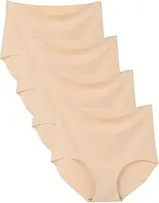 DingLu 4 Pack Women's Seamless Invisible Hipster Panties High Waist No Show Ladies Bikini Underwear,Also for Mom