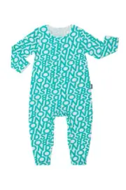 BONDS ZIP WONDERSUIT WONDERBODIES SCATTERED LOGO GREEN Sz 000 Bnwt FreePost H13