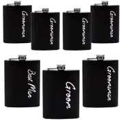 Set of 7 Groomsmen Flasks Groomsmen Proposal Gifts Bachelor Party Groom Hip F...