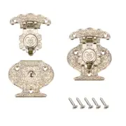 2 Sets Wood Case Chest Box Clasp Closure Hasp Latches Silver Tone 47 x 38mm