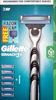 Gillette Mach3+ Razor Replacement Cartridges 1 Handle 6 Cartridges Shave Care