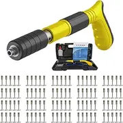 Manual Mini Steel Nail Gun, 4 Speed Adjustable Rivet Gun Tool, Nail Wall Fixing Tool for Ceiling Wall Anchor, Wire Slot, House Wall, Concrete Nail Gun with 100 Round Nails