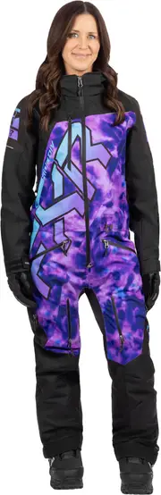 FXR CX Lite Galaxy Ladies One Piece Snowmobile Suit, black-purple, Size 12 for Women Black Purple