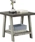 Roundhill Furniture Replicated Wood Regular End Table, Weathered Walnut and Gray
