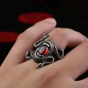 NEW Vintage Titanium Snake Zirconia Ring Stainless Steel Men Fashion Ornament AU