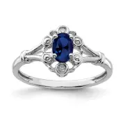 Sterling Silver Rhodium-plated Lab Created Sapphire & Diamond Ring Size 10