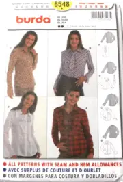 Burda 8548 Misses Button Front Blouse 4 Style 8-10-12-14-16-18-20 Sewing Pattern