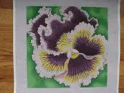 Purple & White Pansy Hand Painted Needlepoint Canvas Alice Peterson 1901