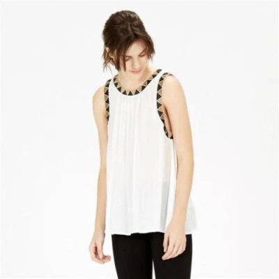 Warehouse Embroidered Trim Top Cream Size 10 rrp £35 SA7 BB 18