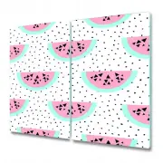 Glass Worktop Kitchen Chopping Serving Board Watermelon pink and black 2x30x52