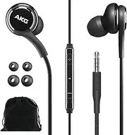 Samsung AKG Wired Earbuds Original 3.5mm in-Ear Earbud Headphones with Remote & Microphone for Music, Phone Calls, Work - Noise Isolating Deep Bass, Includes Velvet Carrying Pouch Black