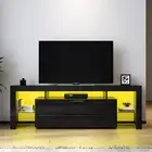 ELEGANT 160cm Entertainment Units RGB LED Light Gloss Black TV Cabinet Stand