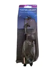 Mens Foster Grant +1.25 Gunmetal Reading Glasses W/Case 54D17-135 PD58.5mm Bryce