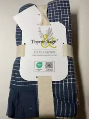 THYME & SAGE NAPKINS (8) 18 X 18 RED WHITE BLUE CHECK 100% COTTON NIP