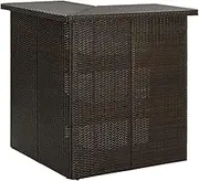 Corner Brown Bar Table 100x50x105 cm, Poly Rattan with 3 Storage Shelves, Durable Steel Frame, Ideal for Home, Restaurant, Pub - Easy Assembly