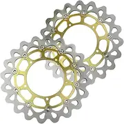 2PCS Motorcycle Front Brake Disc Rotors Compatible with Yamaha FZ1 / FZ1 FAZER / FZ1 FAZER ABS/YZF R1/ R1M / V MAX Vmax Gold