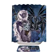 Cool Fantasy Drawings Dragons Worn the Mistress Shower Curtain