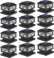 Solar Post Cap Lights Fit 3.5X3.5 4X4 5X5 Wood Posts Black Fence Post Light Sola