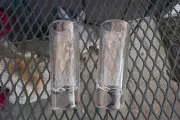 Pair of 2 Hacienda Vieja Agave Un Tequila De Arandas Clear Tall Shot Glasses NEW