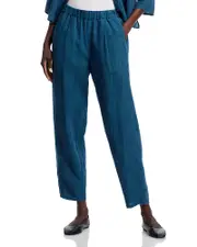 Eileen Fisher Washed Linen Delave Ankle Lantern Pants