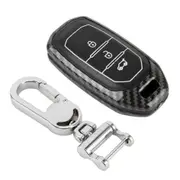 Carbon Fiber Texture Car Key Protective Cover For Ford Territory Smart (Black)
